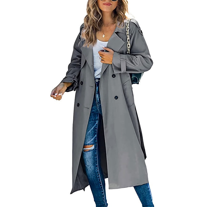 Women's Long Trench Coat – Classic Spring & Fall Coat in 6 Colors – view 4