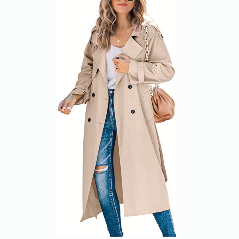 Women's Long Trench Coat – Classic Spring & Fall Coat in 6 Colors – view 3