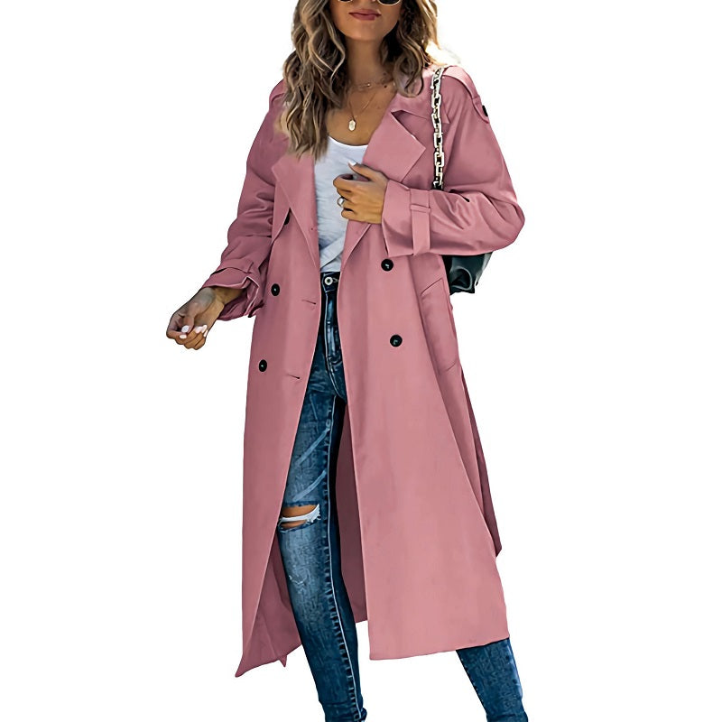 Women's Long Trench Coat – Classic Spring & Fall Coat in 6 Colors – view 2