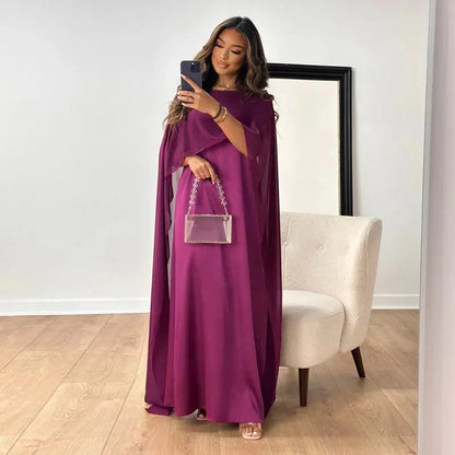 Lucy | Women’s Formal Maxi Wedding Guest Dress with Draped Cape
