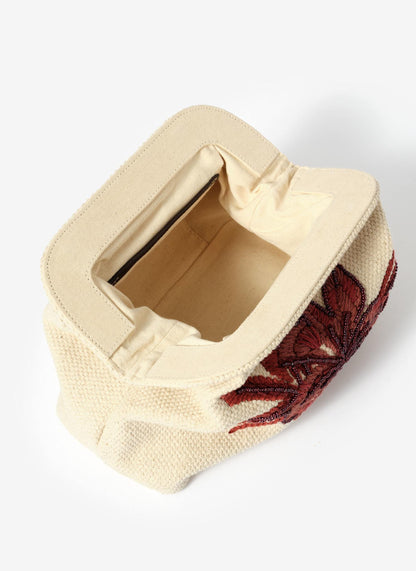 Eve Cream Cotton Embroidered Clutch Bag