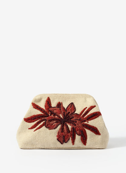 Eve Cream Cotton Embroidered Clutch Bag