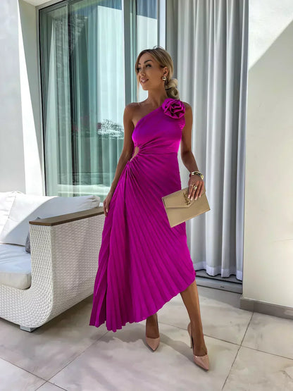 Ella | Women's Stylish Midi Wedding Guest Dress with Rosette