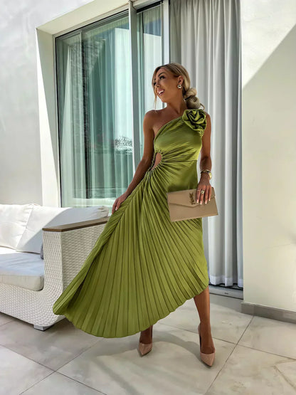 Ella | Women's Stylish Midi Wedding Guest Dress with Rosette