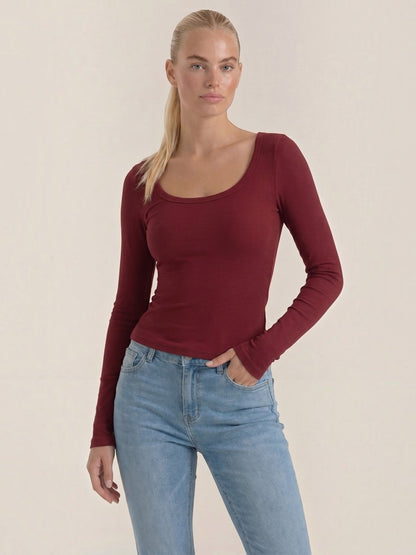 Marian Langarm-Top mit Scoop-Neck