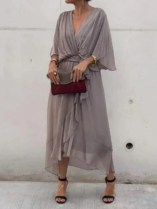 Ivy | Women's Elegant Midi Wedding Guest Dress with Tie Waist