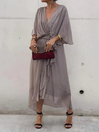 Ivy | Women's Elegant Midi Wedding Guest Dress with Tie Waist