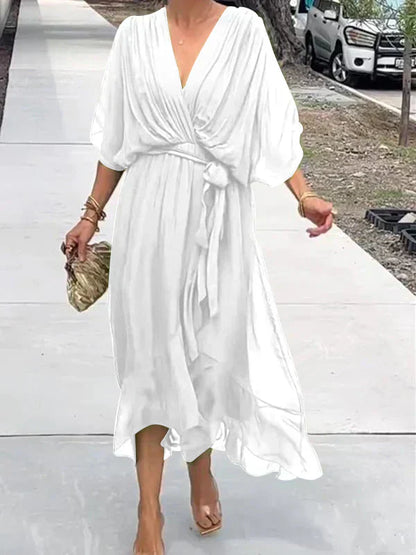 Ivy | Women's Elegant Midi Wedding Guest Dress with Tie Waist