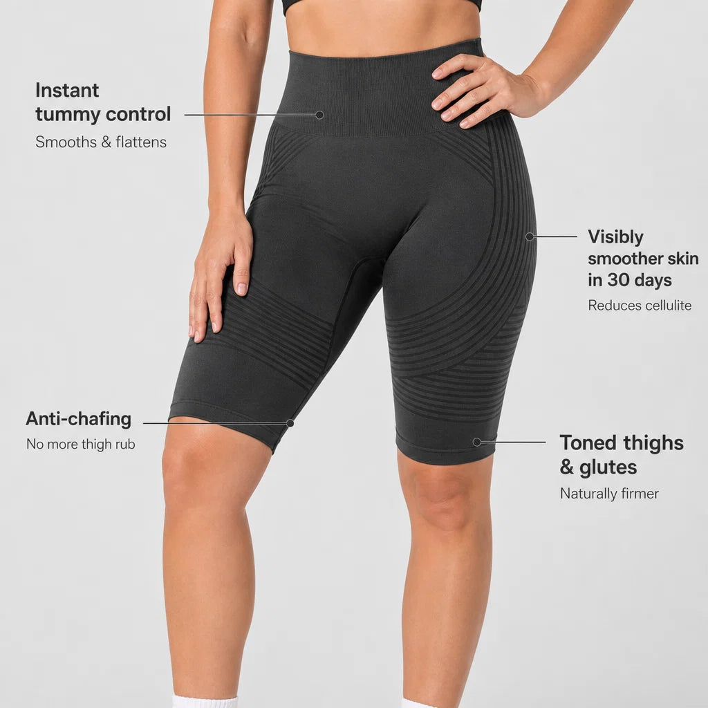 POWERSHORTS™ | High-Waisted 3D Sculpting Shorts - Anti-Chafing (h)