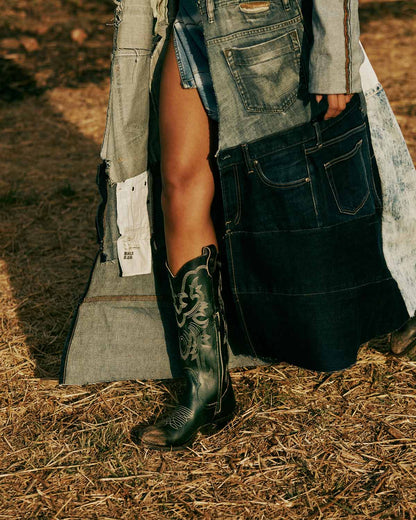 Women's High-Calf Black Western Boots – Handcrafted Full-Grain Leather – view 2