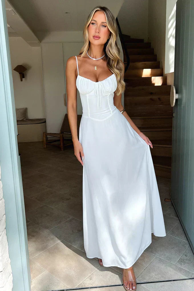 Jamie | Women's Elegant Maxi Wedding Guest Dress with Spaghetti Straps