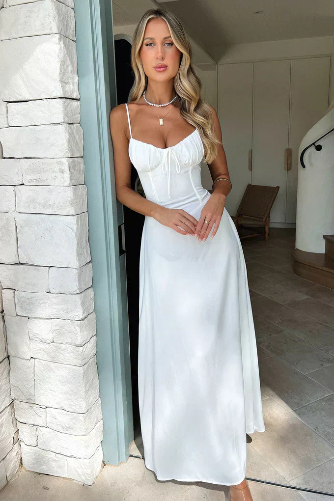 Jamie | Women's Elegant Maxi Wedding Guest Dress with Spaghetti Straps