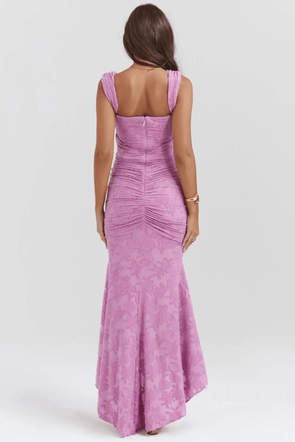 Denise | Women's Elegant Maxi Wedding Guest Dress with Ruched Waist