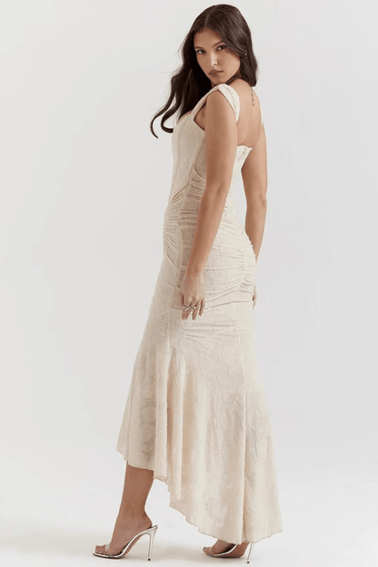 Denise | Women's Elegant Maxi Wedding Guest Dress with Ruched Waist
