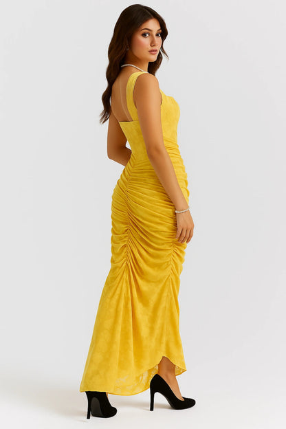 Denise | Women's Elegant Maxi Wedding Guest Dress with Ruched Waist