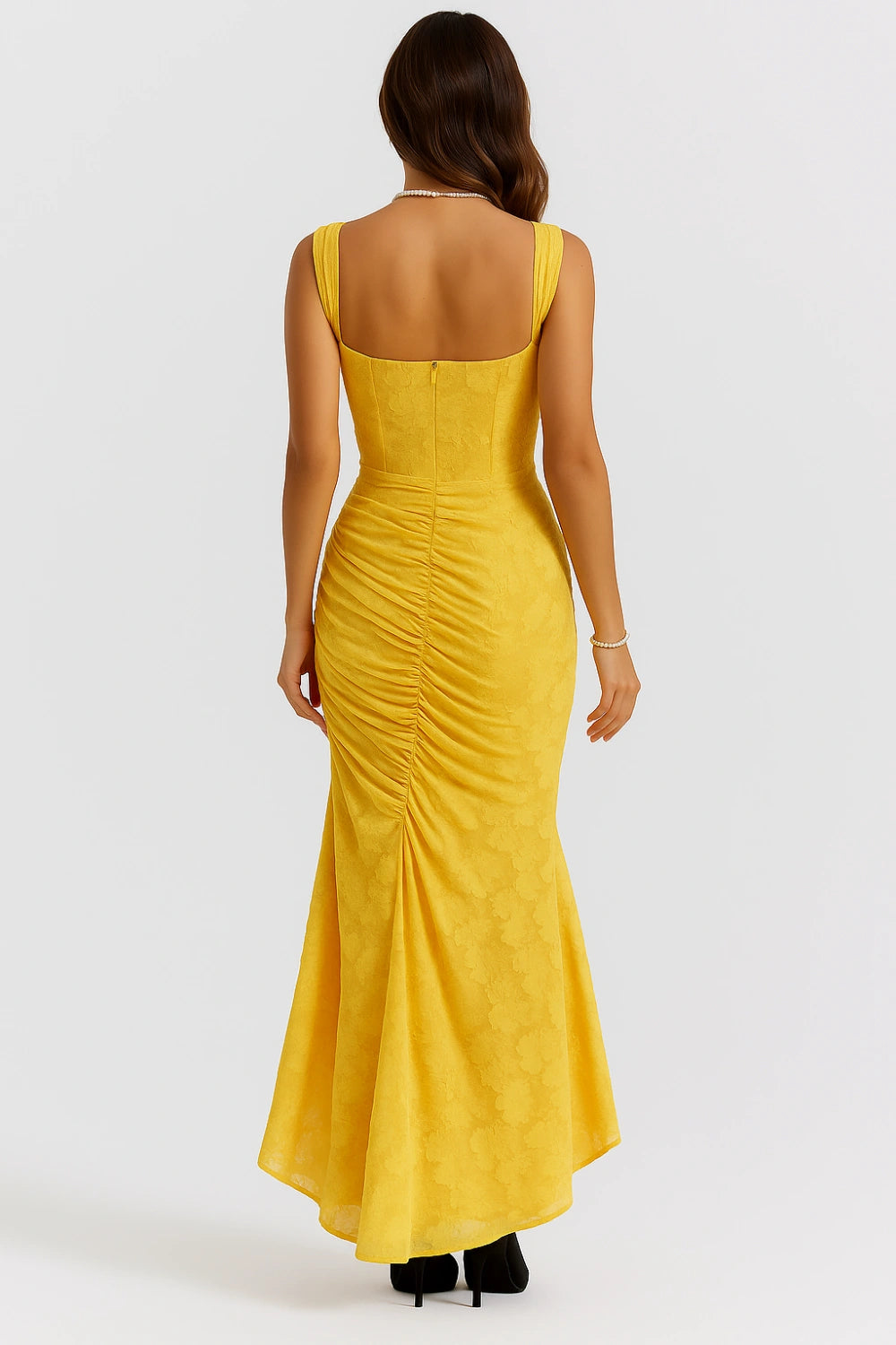 Denise | Women's Elegant Maxi Wedding Guest Dress with Ruched Waist