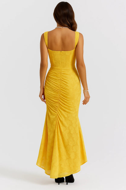 Denise | Women's Elegant Maxi Wedding Guest Dress with Ruched Waist