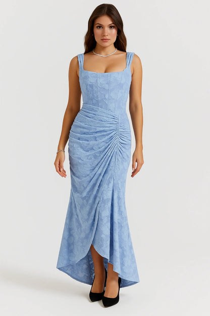 Denise | Women's Elegant Maxi Wedding Guest Dress with Ruched Waist