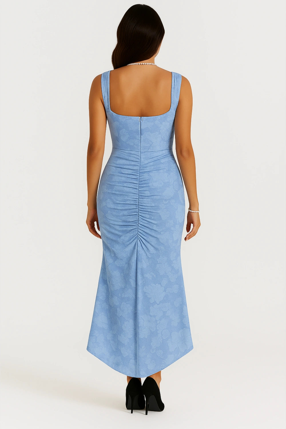 Denise | Women's Elegant Maxi Wedding Guest Dress with Ruched Waist