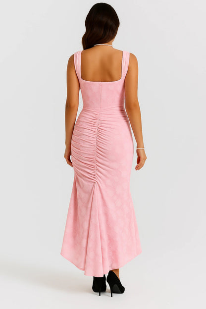 Denise | Women's Elegant Maxi Wedding Guest Dress with Ruched Waist