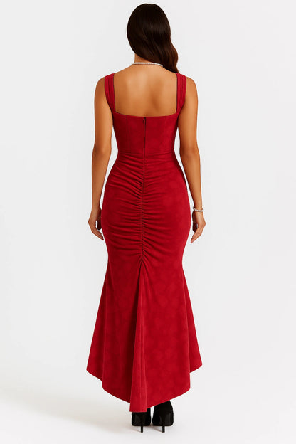 Denise | Women's Elegant Maxi Wedding Guest Dress with Ruched Waist
