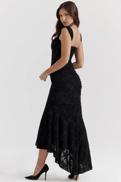 Denise | Women's Elegant Maxi Wedding Guest Dress with Ruched Waist