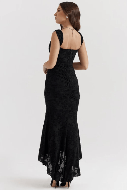 Denise | Women's Elegant Maxi Wedding Guest Dress with Ruched Waist