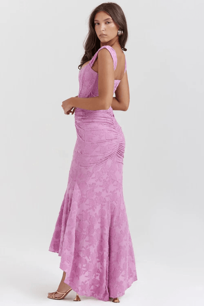 Denise | Women's Elegant Maxi Wedding Guest Dress with Ruched Waist