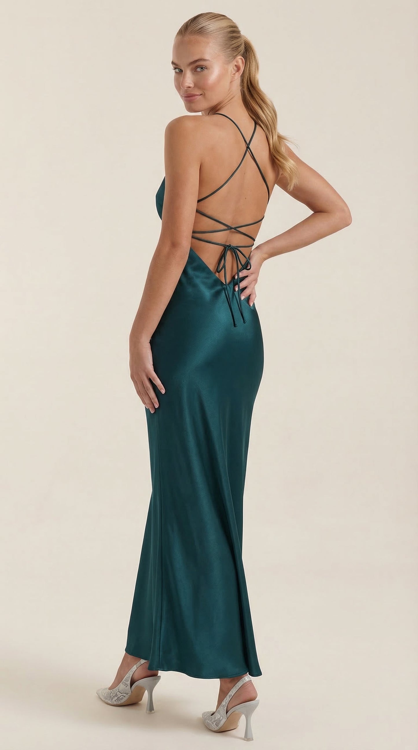Kelly | Women's Elegant Maxi Wedding Guest Dress with Spaghetti Straps
