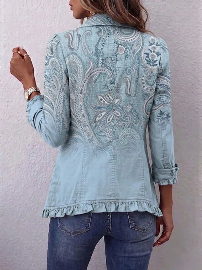 Women's Boho Ruffled Jacket – Point Collar, Nine Patterns – view 6
