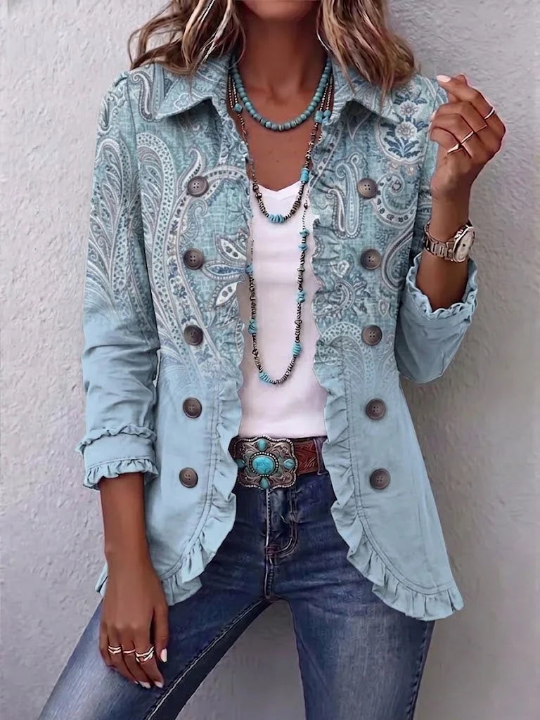 Women's Boho Ruffled Jacket – Point Collar, Nine Patterns – view 5