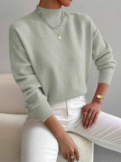 Women's Soft Mock Neck Knit Sweater – Fine Knit in 10 Colors – view 10