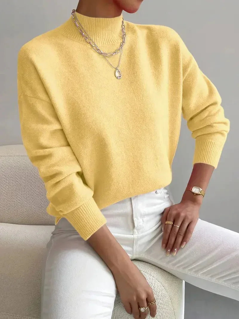 Women's Soft Mock Neck Knit Sweater – Fine Knit in 10 Colors – view 3