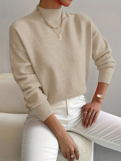 Women's Soft Mock Neck Knit Sweater – Fine Knit in 10 Colors – view 4