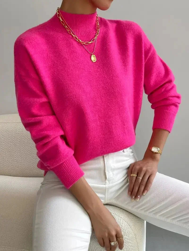 Women's Soft Mock Neck Knit Sweater – Fine Knit in 10 Colors – view 6