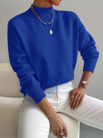 Women's Soft Mock Neck Knit Sweater – Fine Knit in 10 Colors – view 7