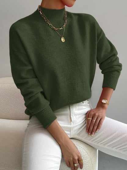 Women's Soft Mock Neck Knit Sweater – Fine Knit in 10 Colors – view 8