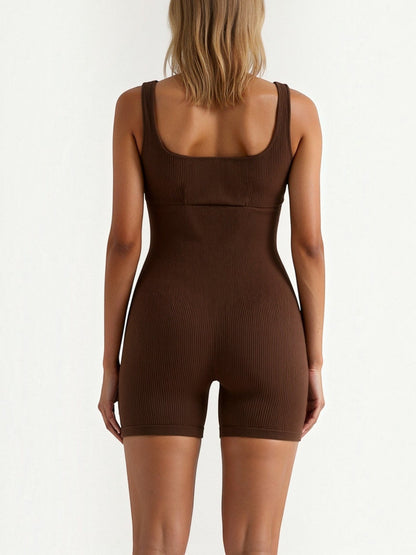 Ribbed Square-Neck Bodysuit with Brief Bottom