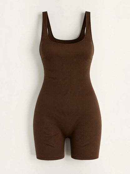 Ribbed Square-Neck Bodysuit with Brief Bottom
