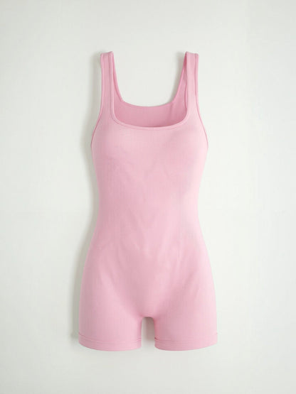 Ribbed Square-Neck Bodysuit with Brief Bottom