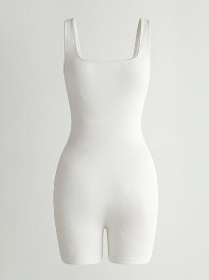 Ribbed Square-Neck Bodysuit with Brief Bottom
