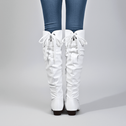 Women's Slouchy Faux Leather Boots – Almond Toe, True to Size – view 3