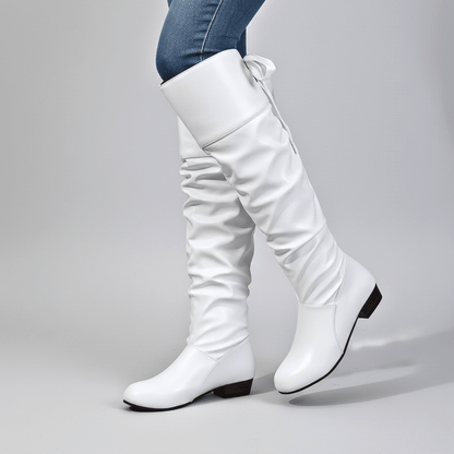 Women's Slouchy Faux Leather Boots – Almond Toe, True to Size – view 2
